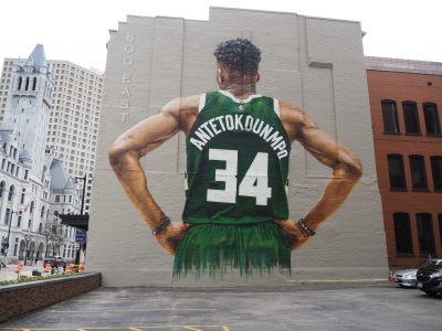 Giannis Antetokounmpo & Jabari Parker at the Bucks Jersey Unveiling.