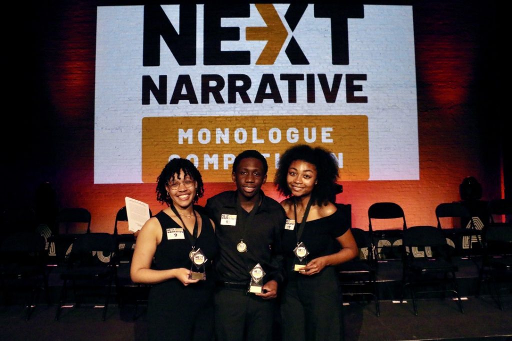LaNiyah Simone K. Grovell, Jola Olojede, and Alexandria Woods winners of NNMC 2022. Photo courtesy of the Milwaukee Repertory Theater.