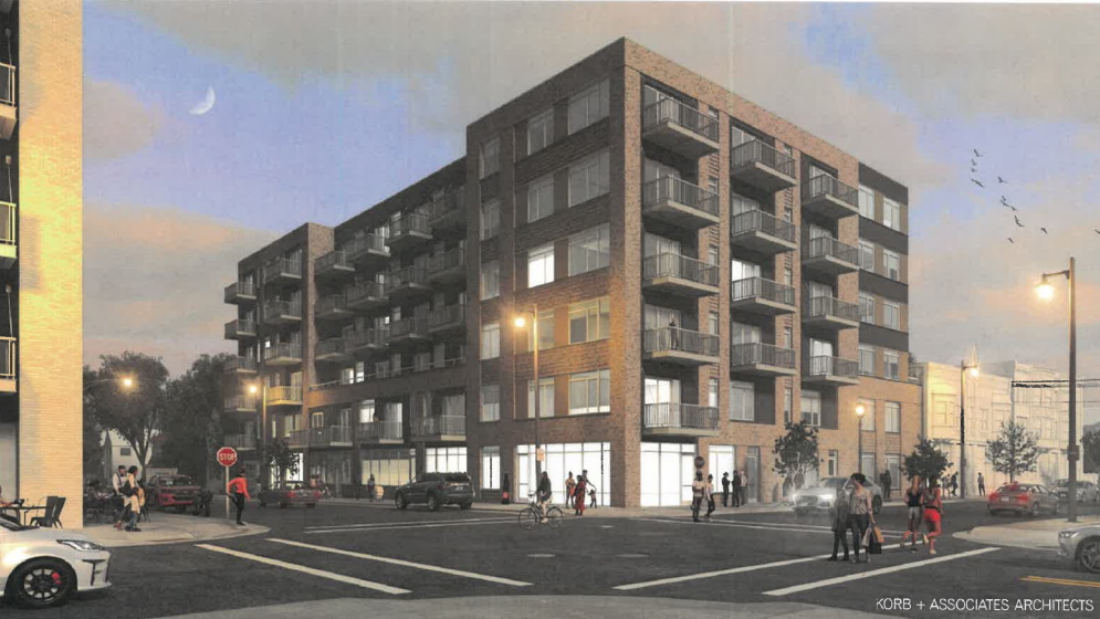 New Land's proposal for 1000-1010 S. 5th St. Rendering by Korb + Associates Architects.