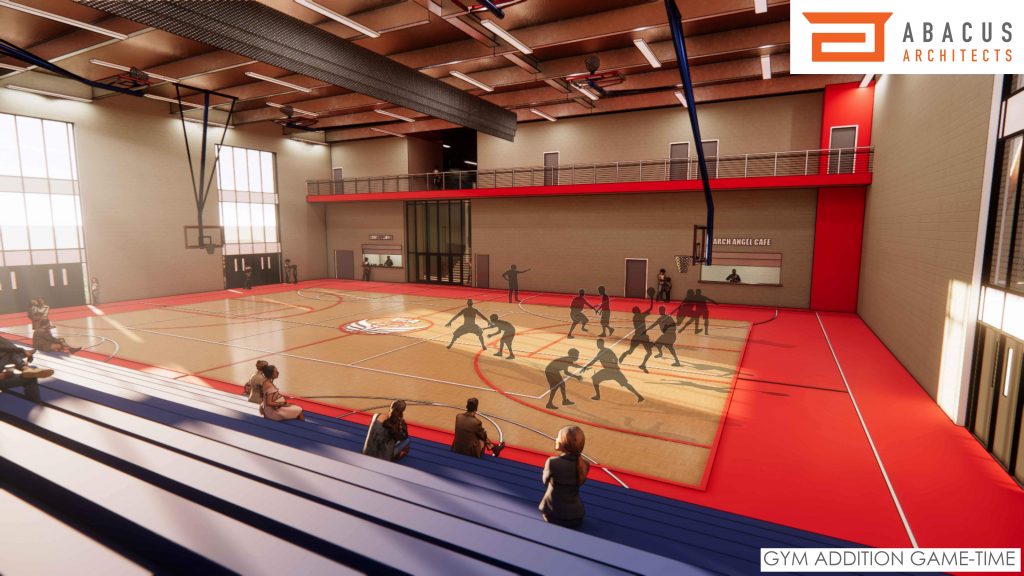 Victory Christian Academy proposed gym. Rendering by Abacus Architects.