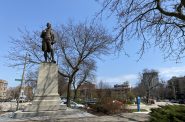 Robert Burns Statue in Burns Commons. Photo taken May 9, 2022 by Cari Taylor-Carlson.