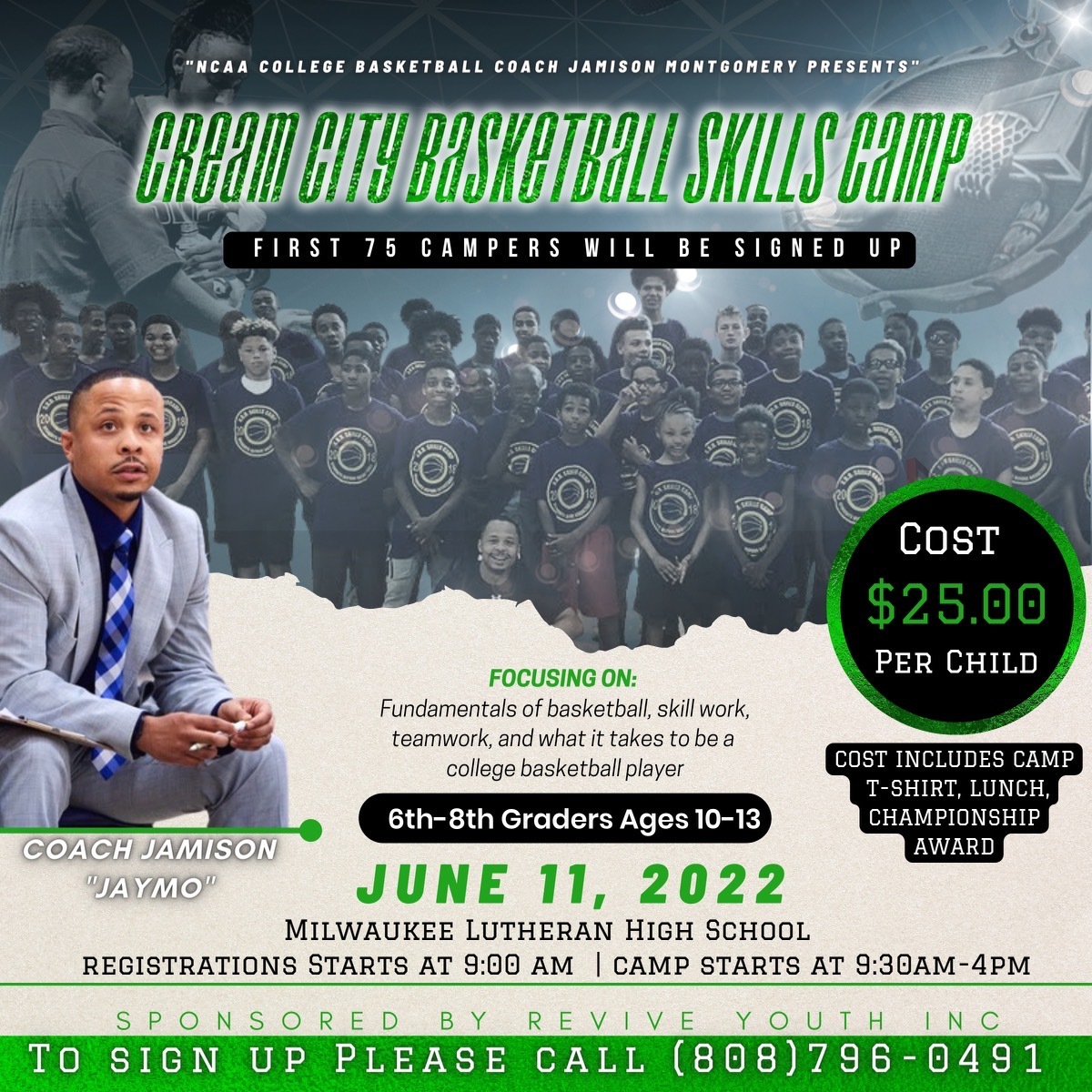 Local Milwaukeean Jamison “Jaymo” Montgomery Host 3rd Cream City Basketball Skills Saturday, June 11th, Ages 10 – 13