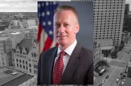 Gregory Haanstad. Image from U.S. Attorney's Office. Background photo from Urban Milwaukee.