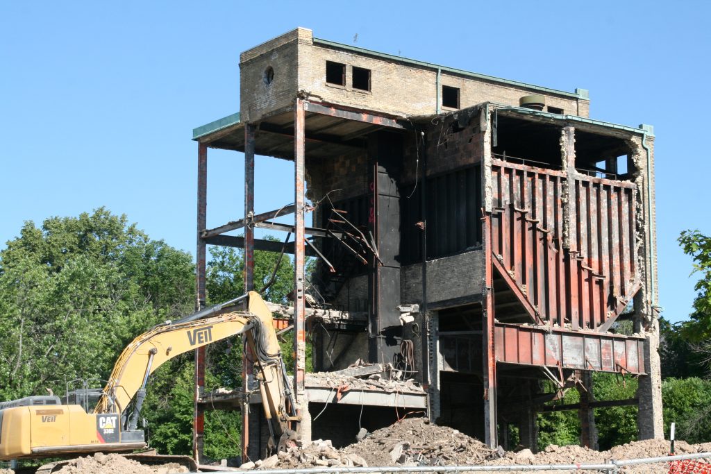 Demolition of the Soldiers Home power plant. Photo by Jeramey Jannene.