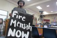 Protesters gather at Wauwatosa’s City Hall. They called for the firing of Officer Joseph Mensah, but also for the implementation of body cameras at the police department. Photo by Isiah Holmes/Wisconsin Examiner.