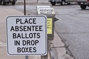 Superior had a drop box for absentee ballots outside the city's government center polling location in 2020. Danielle Kaeding/WPR