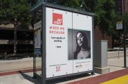 Art Start's See Me Because campaign at the Cathedral Square streetcar station. Photo by Jeramey Jannene.