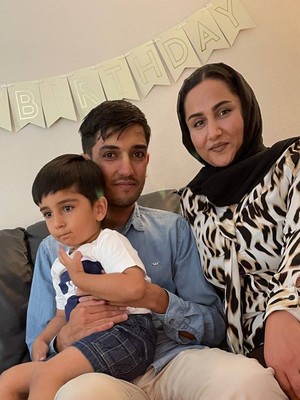 Farahnaz Asghari, right, with her husband Ali Ahmad and three-year-old son Hannan. Courtesy of Farahnaz Asghari
