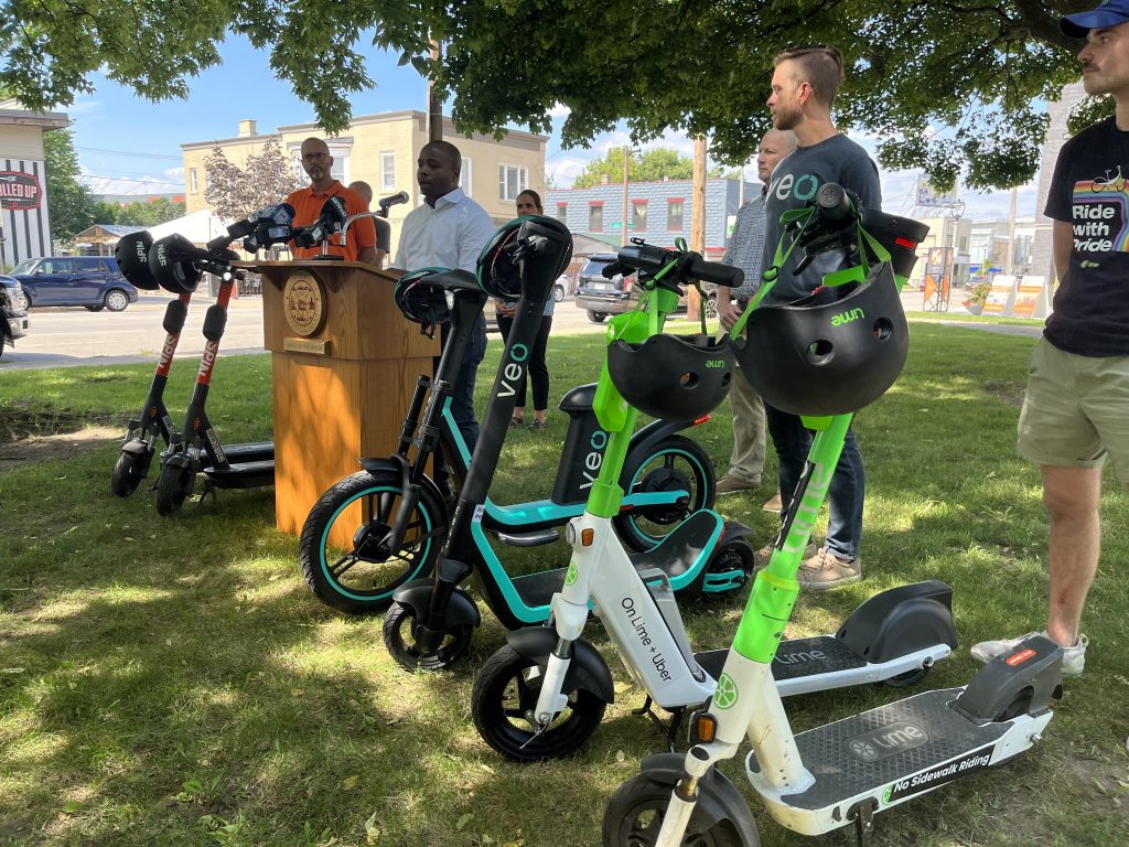 Launch of 2022-2023 Dockless Scooter Pilot Program at Zillman Park, 2180 S. Kinnickinnic Ave. Photo taken Sept. 2, 2022 by Sophie Bolich.