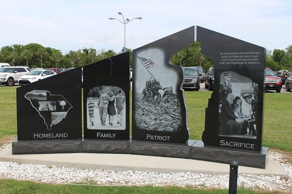 The back of a Woody Willams Foundation Gold Star Families Memorial Monument, located in Mount Pleasant South Carolina. Photo by Michael Rivera, CC BY-SA 4.0 <https://creativecommons.org/licenses/by-sa/4.0>, via Wikimedia Commons
