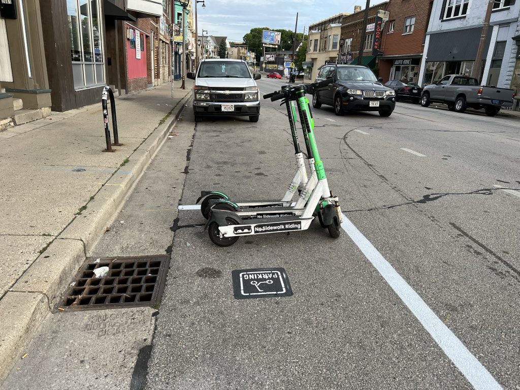 Lime scooters in September 2022. Photo by Jeramey Jannene.