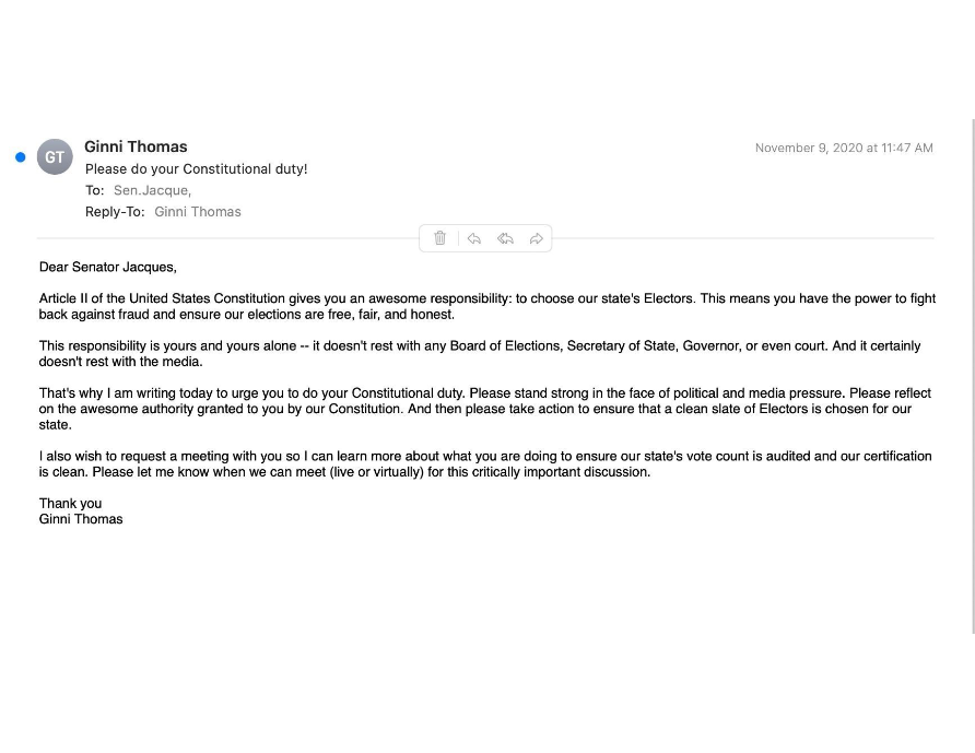 Email from Ginni Thomas.