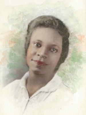 A portrait of Edessa Meek-Dixon, the grandmother of Lynne Dixon-Speller who gave inspiration for the name of a fashion school that recently opened in Milwaukee, the Edessa School of Fashion. Photo courtesy of Lynne Dixon-Speller/WPR.