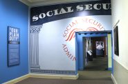 A 2011 photo shows an exhibit at the Franklin D. Roosevelt Presidential Library & Museum that commemorated the 75th anniversary of the signing of the Social Security Act in August 2010. (FDR Presidential Library & Museum | via Flickr, CC BY 2.0) https://creativecommons.org/licenses/by/2.0/legalcode