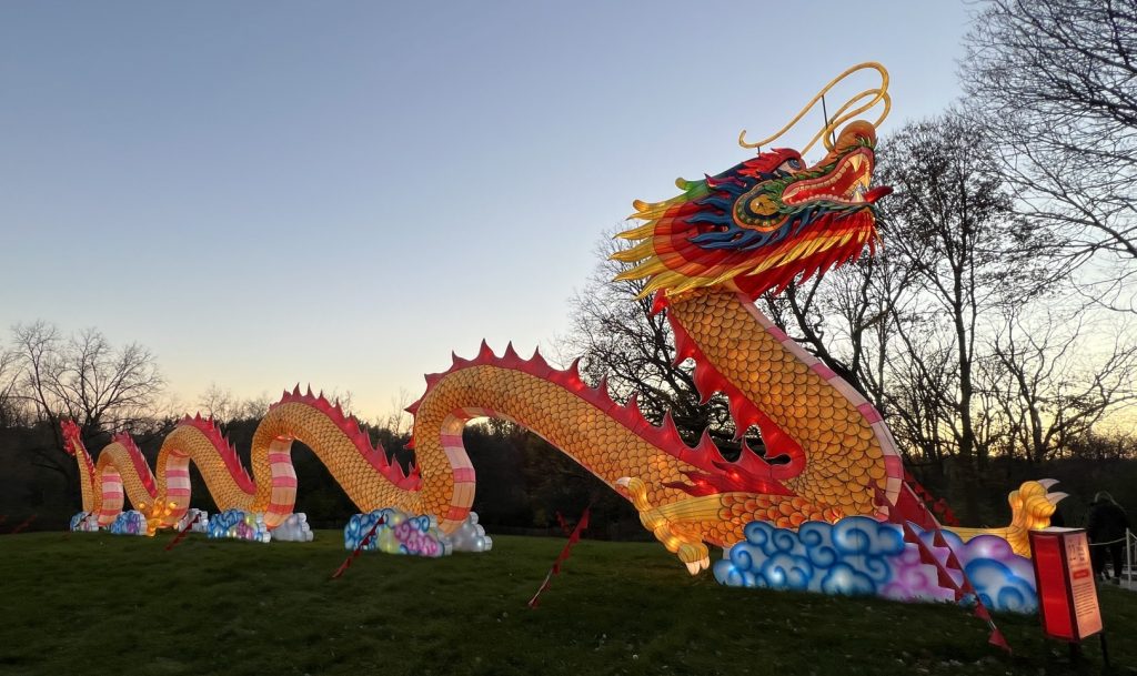 200-foot-long dragon at China Lights festival. Photo by Jeramey Jannene.
