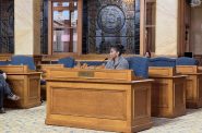 Alderwoman Nikiya Dodd delivers a farewell speech from the council floor. Photo by Jeramey Jannene.