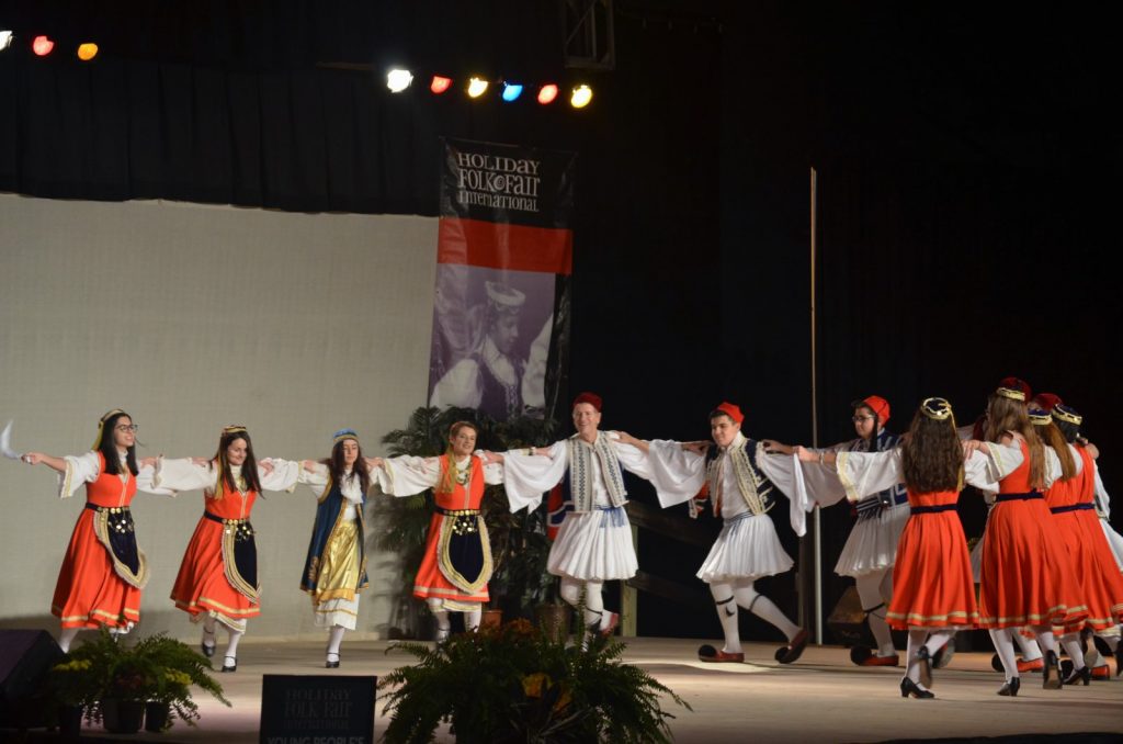 Greek dance group performs at the 2018 Holdiay Folk Fair International. Photo taken November 18th, 2018 by Jack Fennimore.