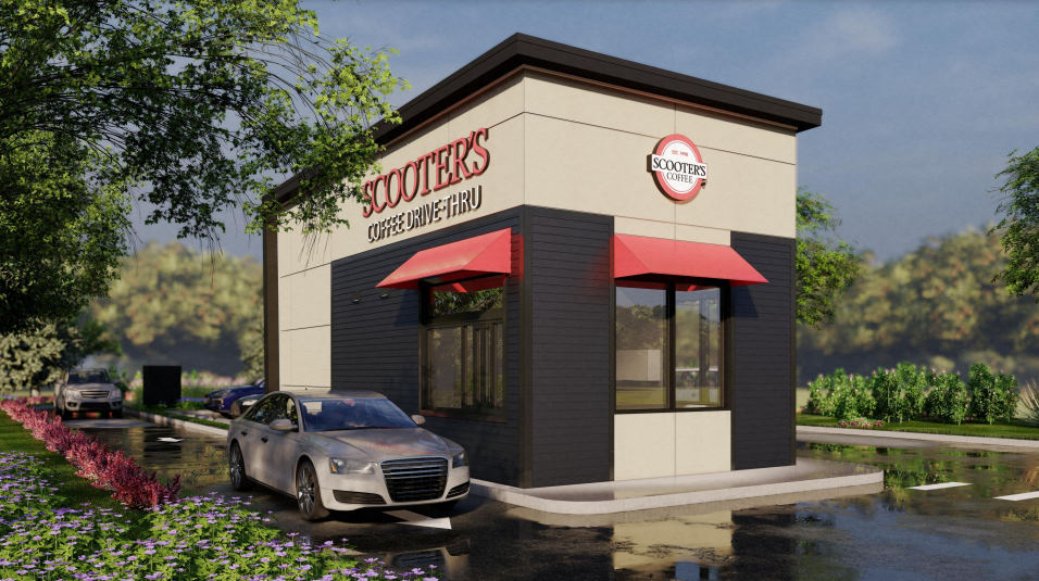 Rendering of Scooter's Coffee at 6023-6141 W. Forest Home Ave. Rendering by Pinnacle Engineering.