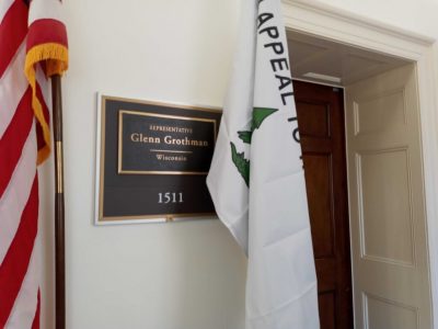 Rep. Grothman Displays Christian Nationalist Flag at His Federal Office