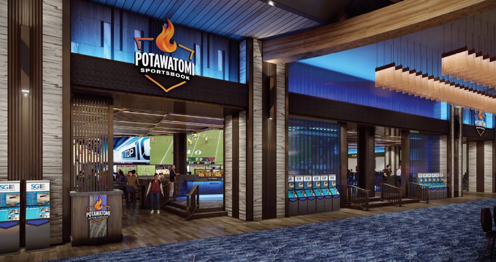 Sportsbook rendering. Photo courtesy of Potawatomi Hotel & Casino.