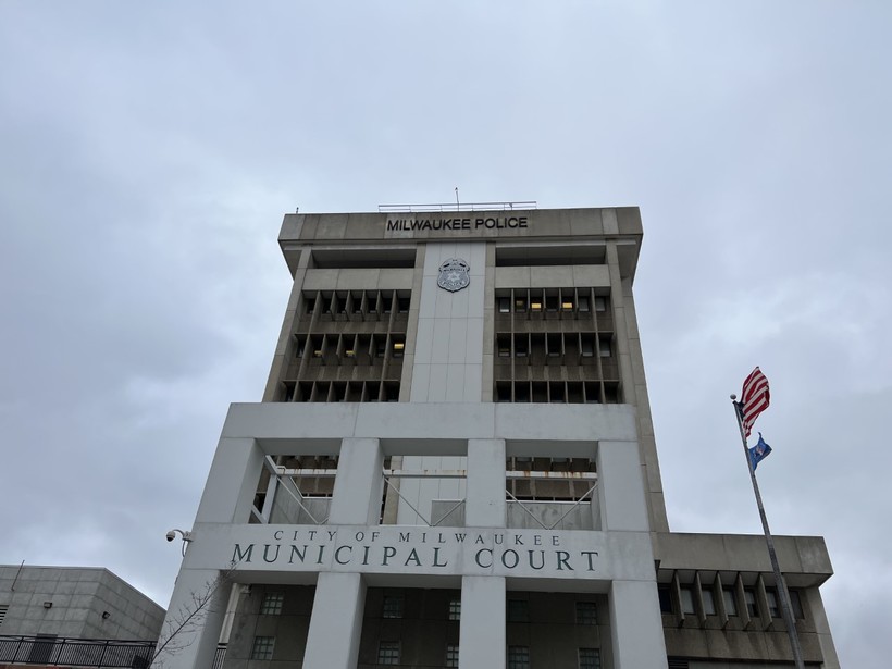 The Milwaukee Police Department administration building, as pictured on Jan. 12, 2023. Evan Casey/WPR 