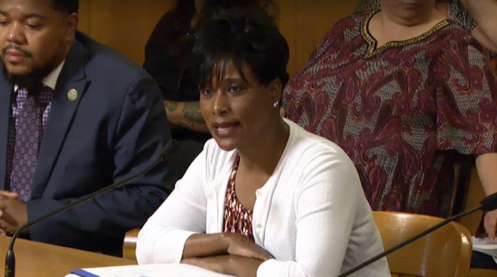 Sharon Robinson appears before the Public Works Committee in 2019. Image from Milwaukee City Channel – City Clerk’s Office
