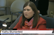 Department of Administration Secretary-designee Kathy Blumenfeld testifies before the Joint Legislative Audit Committee on Tuesday. (Screenshot | WisEye)