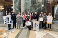 Local officials, immigrant rights advocates and business and religious leaders at the Wisconsin Safe Roads Coalition press conference in the Capitol on Feb. 21, 2023 endorsed Gov. Tony Evers’ proposal to restore driver’s licenses to undocumented immigrants. Wisconsin Examiner file photo.