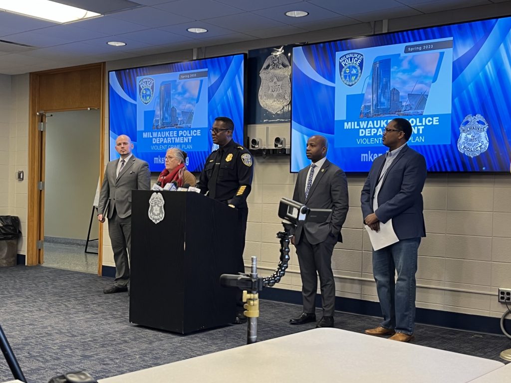 City leaders gathered to unveil MPD's spring 2023 Violent Crime Plan. Photo taken March 9, 2023 by Sophie Bolich.