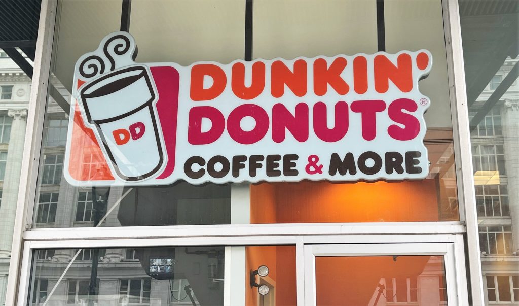 Dunkin' sign. Photo taken March 16, 2023 by Sophie Bolich.