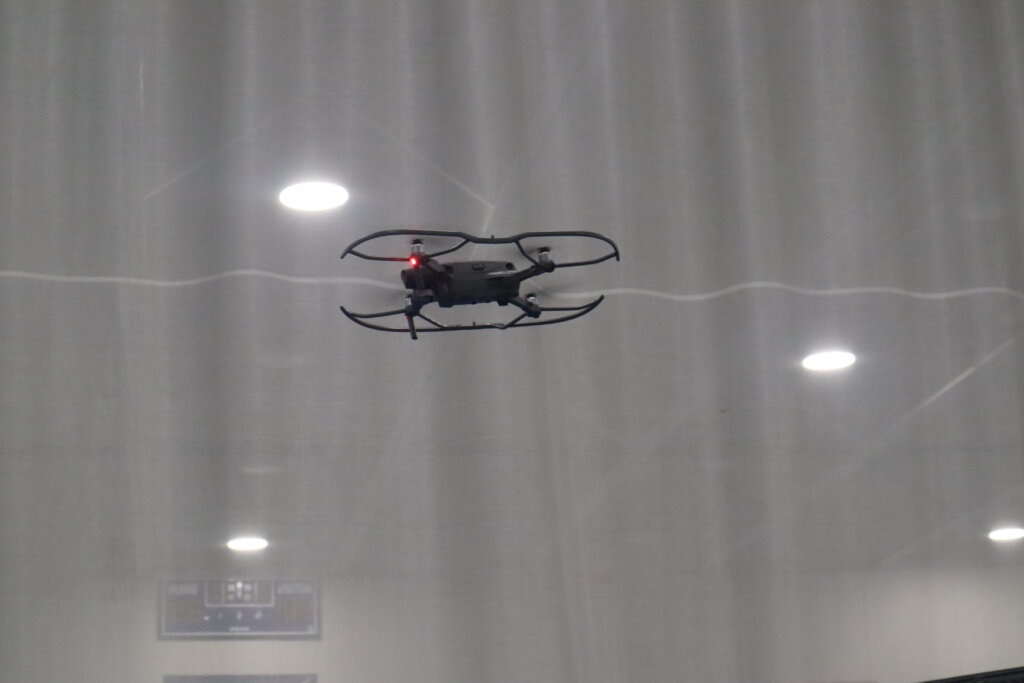 Milwaukee County Sheriff's Office drone in flight. Photo by Isiah Holmes/Wisconsin Examiner.