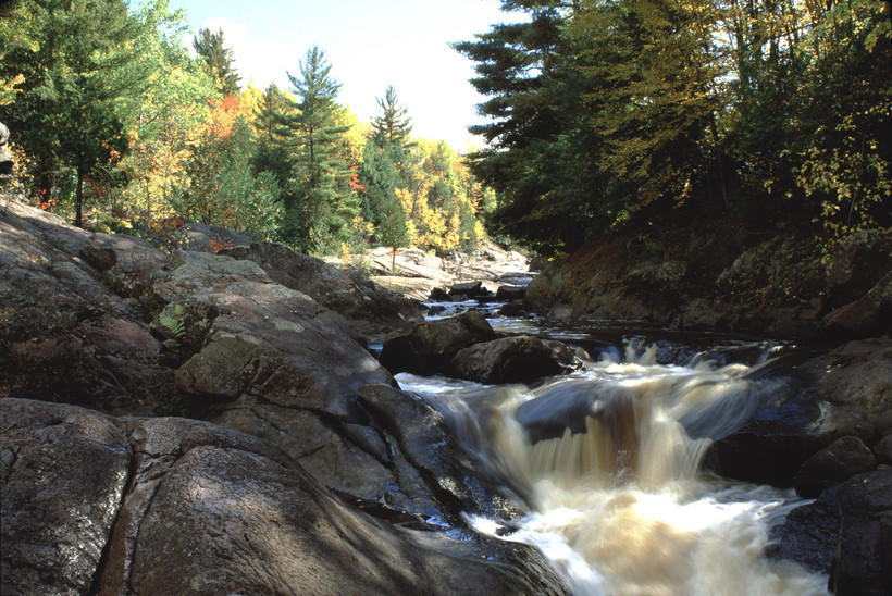 Red Granite Falls is one of the waterfalls at Copper Falls State Park northeast of Mellen, Wis. in Ashland County. Photo courtesy of the Wisconsin Department of Natural Resources