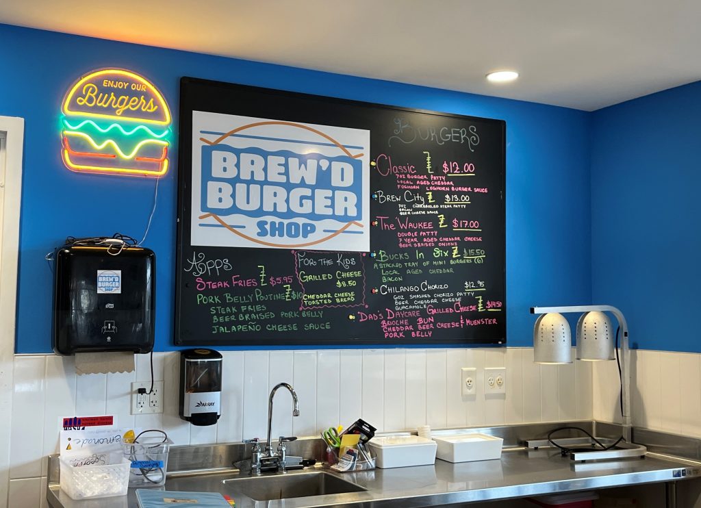 Brew'd Burger Shop at Crossroads Collective. Photo taken April 5, 2023 by Sophie Bolich.
