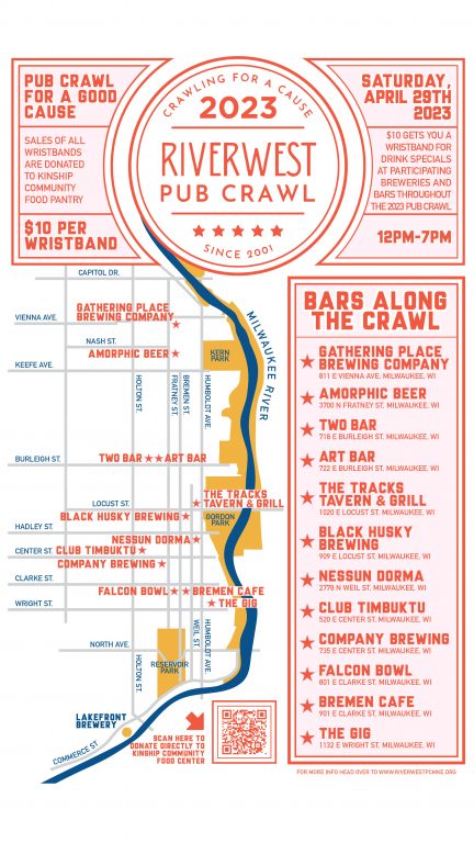 2023 Riverwest Pub Crawl map. Photo courtesy of Amorphic Beer.