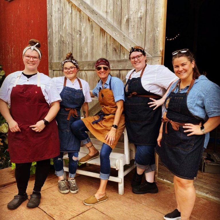 Staff from Tall Guy & a Grill and Flour Girl & Flame: Joanna Cieslak (left), Chyanne Clopper, Dana Spandet, Melissa Burazin and Emma Schwendeman. Photo courtesy of Flour Girl & Flame.