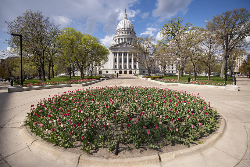 The Wisconsin State Capitol on Thursday, April 29, 2021, in Madison, Wis. Angela Major/WPR