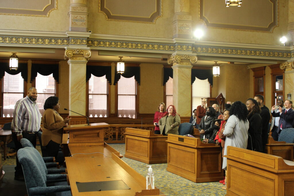 Jackie Q. Carter is sworn in as Port Milwaukee director at Milwaukee City Hall. Photo provided by the City of Milwaukee.