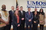 Representatives from UMOS, the City of Milwaukee Office of Violence Prevention, Wisconsin Department of Justice Division of Criminal Investigation and other partners gather to announce a $5.1 million grant to combat labor trafficking in Wisconsin. Photo provided by UMOS.