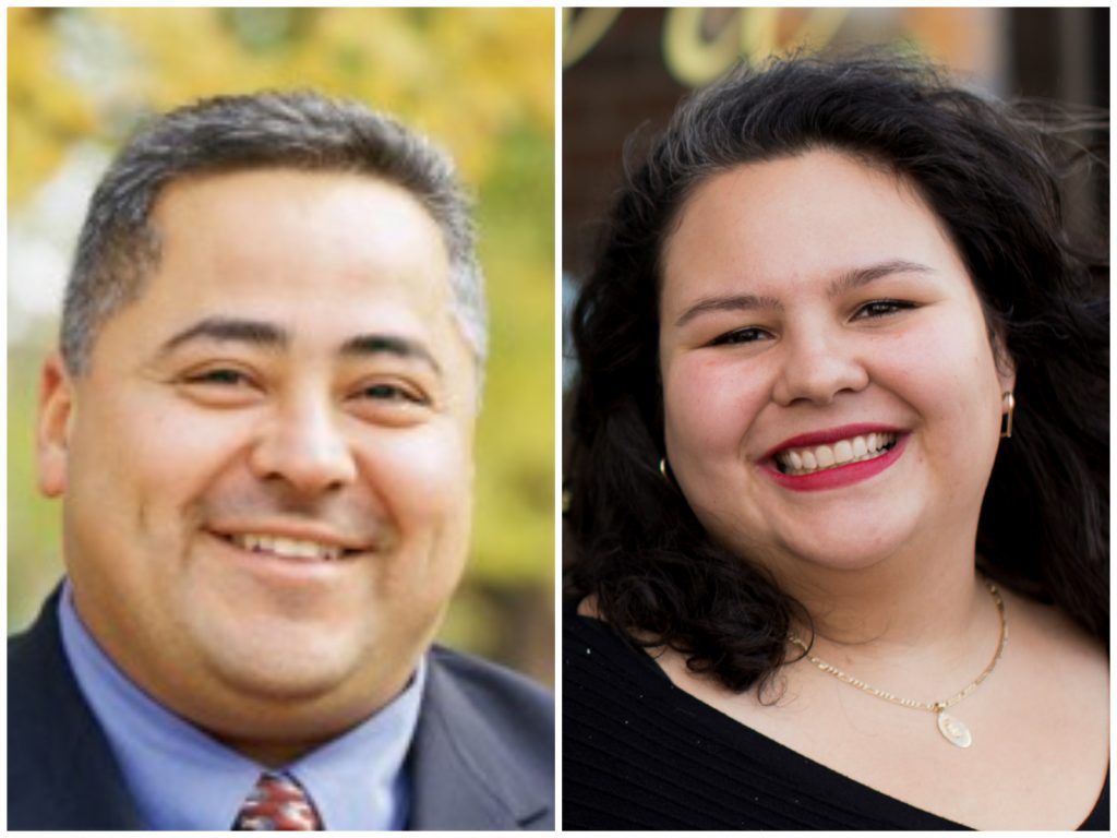 County Board candidates Angel Sanchez and Caroline Gómez-Tom.