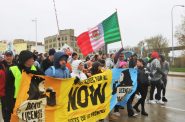 Activists march on May Day in support of immigrant rights. Photo taken May 1, 2023 by Sophie Bolich.