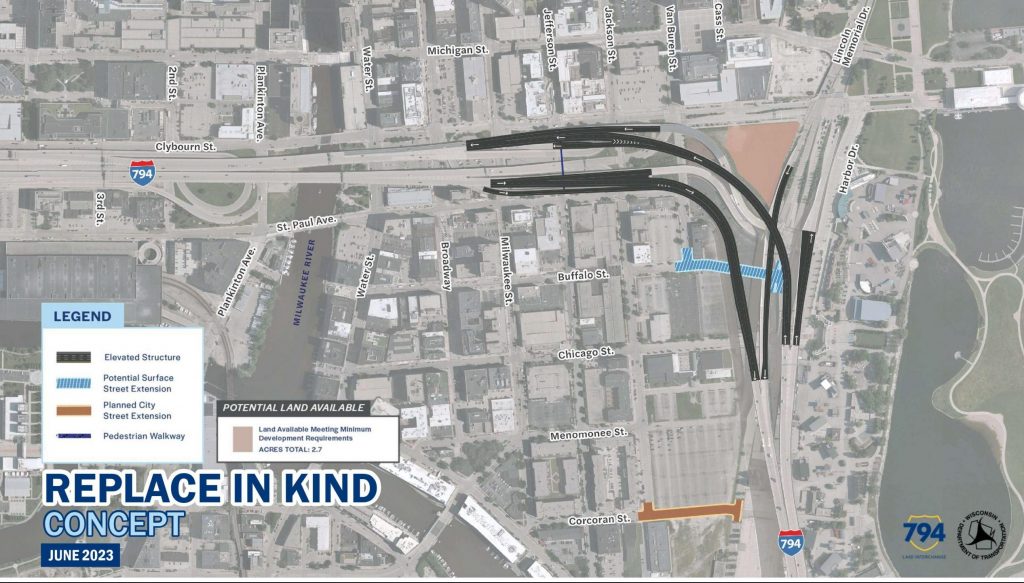 Interstate 794 Rebuild As-Is option. Image from Wisconsin Department of Transportation.