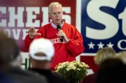 Sen. Ron Johnson speaks at a campaign event with other Republican candidates Saturday, Sept. 24, 2022, in Union Grove, Wis., at the Racine County Fairgrounds. Angela Major/WPR