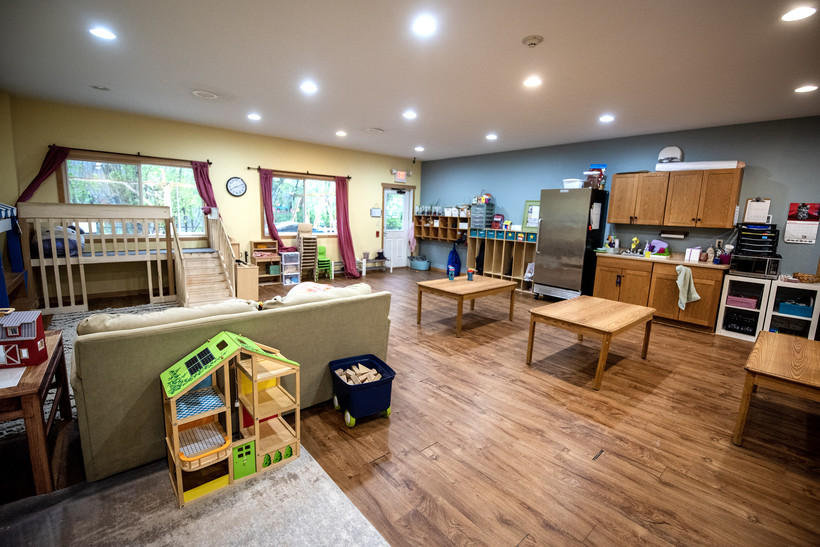 A classroom is set up for daycare Monday, May 8, 2023, at the Growing Tree Center in New Glarus, Wis. Angela Major/WPR