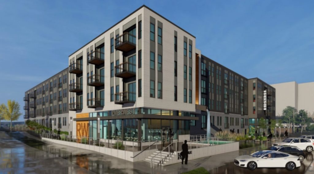 Riverwest Workforce Apartments and Food Accelerator. Rendering by Engberg Anderson Architects.