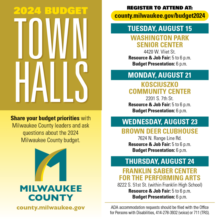 2024 Budget Town Halls. Image from the County Executive Press Office.