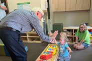 Gov. Tony Evers interacts with children during a visit to a child care center in Menomonie on Wednesday, Aug. 2. Photo courtesy of Gov. Tony Evers’ office.