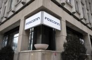 A sign is displayed outside of a building in downtown Milwaukee that Foxconn said would be the company’s North American headquarters. Angela Major/WPR