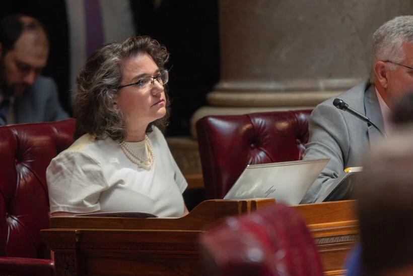 Wisconsin Senate Minority Leader Melissa Agard, D-Madison, is photographed on June 28, 2023 in the Wisconsin State Capitol. Drake White-Bergey/Wisconsin Watch