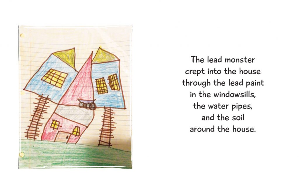 Page from the children’s book “Aidan: The Lead-Free Superhero,” written by Deanna Branch and illustrated by her son Aidan, now 10, who experienced severe lead poisoning from a Milwaukee home the family previously rented.