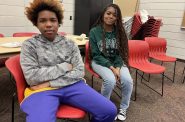 Terone Greaves and Jackie Addison sit after participating in the Circle Keepers program at the Milwaukee Public Library’s Atkinson Branch. During the day, they discussed recent victories and challenges. Both say they would recommend the program to a friend. (Photo Devin Blake)